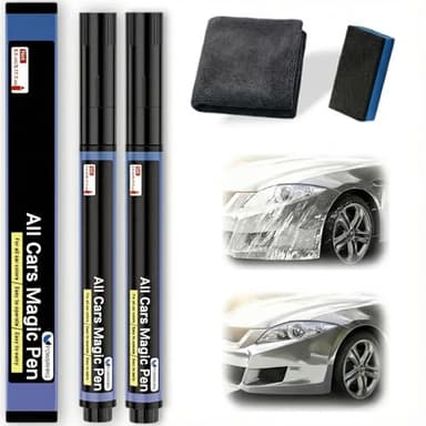 Plman 2 PCS All Cars Magic Pen for Car Scratches, Magic Car Scratch Removal Pen for All Paint Colors, Clearfix Quick-dry Scratch Removal Formula for Light to Moderate Surface Scratches