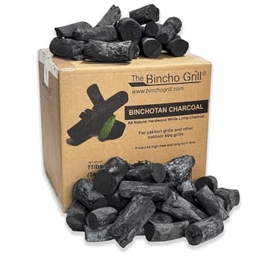The Bincho Grill Classic Binchotan Charcoal 11lbs (5kg) – 100% Natural Hardwood for Japanese BBQ, Yakitori & Charcoal Grills. High Heat, Clean Burn, Low Smoke, No Spark and Low Ash.