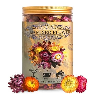 100+ Edible Dried Flowers for Cake Decoration – Food Grade Mixed Colorful Chrysanthemum Flowers for Baking, Cocktails, Cupcakes, Drinks, DIY Crafts