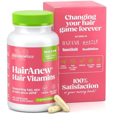 Naturenetics HairAnew Hair Growth Vitamins for Women & Men - Hair Vitamins For Faster Hair Growth & Thickness - Part of Proceeds go to Hair Loss Charity - Vegan Hair Supplement For Hair Skin Nails (1)