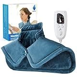 NIUONSIX Heating Pad for Neck and Shoulders, Mothers Day Gifts for Mom, Weighted Electric Heat Wrap for Back Pain Relief 6 Heat Settings 4 Timers 2h Auto Off, Birthday Gifts for Women Men Wife, Blue