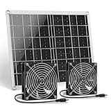 ZINIKIF Solar Fan, 15W Solar Panel Fan with Two IP67 Waterproof Fan for Small Chicken Coops, Greenhouses, Sheds, Pet Houses, Intake or Exhaust air