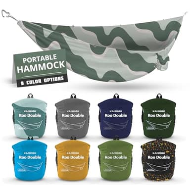KAMMOK: Roo Double Hammock | Made from Strong & 100% Recycled Water Resistant Ripstop Fabric | Comfortable, Packable, Lightweight (Lifetime Adventure Grade Warranty), Ocean Print