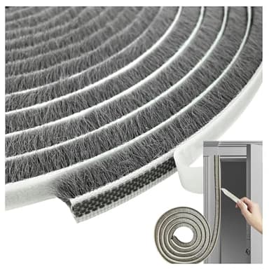 Self-Adhesive Pile Weather Stripping Seal for Sliding Windows and Door Frames, 16.5ft x 11/32 inch, Grey