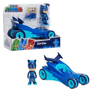 PJ Masks Catboy & Cat-Car Toy, 2-Piece Articulated Blue Action Figure and Vehicle Set for Fans, Boys, Kids, Ages 3 and Up by Just Play