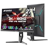 SANSUI 27 inch WQHD 180Hz Gaming Monitor 1440P-AMD FreeSync 1ms DCI-P3 93% Fast IPS Computer Monitor,Height Adjustable Vertical/Horizontal Rotating, 2×DisplayPort/HDMI 丨HDR丨Low Motion Blur 丨Speakers