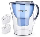 Hskyhan Alkaline Water Filter Pitcher - 3.5 Liters Improve PH, BPA Free, 2 Long Lasting Filters Included, Replacement Cartridge Timer, 7 Stage Filtration System (Blue)