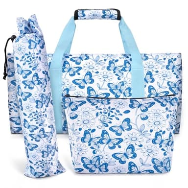 Mahjong Tile Bag, Mahjong Tote Bag Set-Duty Canvas Tote for American Tiles & Racks, with Mat Holder & Drawstring Protective Sleeve for Rack Pushers, Easy-Carry Mahjong Case Organizer for Travel