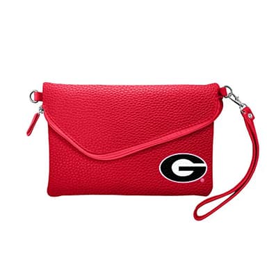 Littlearth NCAA Georgia Bulldogs Pebble Fold Over Purse, Team Color, 6”x 9" x 0.75”