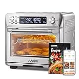 COSORI Smart 12-in-1 Air Fryer Toaster Oven Combo, Airfryer Convection Oven Countertop, Bake, Roast, Reheat, Broiler, Dehydrate, 75 Recipes & 3 Accessories, 26QT, Silver-Stainless Steel