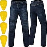 ILM Motorcycle Dirt Bike Pants for Men CE Armored Motocross Riding Gear Jeans Motorbike Adventure Touring Pant BJN01 Blue