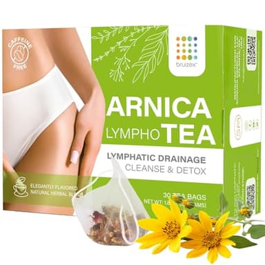 Bruizex Arnica Tea for Bruising and Swelling, Post Surgery Recovery after Liposuction, Tummy Tuck, 360 Lipo, BBL I Blend For Lymphatic Drainage Massage & Fibrosis with Ginger I 30 arnica tea bags