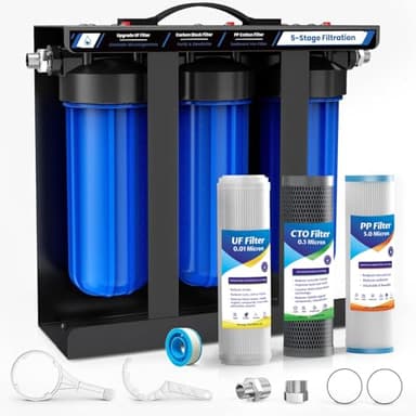 RV Water Filter System,5-Stage Water Filtration for Rvs and Campers, 0.01 Micron Filters Out Sediments, Chlorine, Vocs, Heavy Metals, Odors for Travel Trailers, Boats, 1" Inlet/Outlet