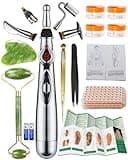 Acupuncture Super Set: 5-Head Electronic Acupuncture Pen+ Gua Sha Tool+600 Ear Seeds+ Retractable Acupuncture Pen+ 4 x Extra Massaging Gel+ Tweezers + Manual+ Batteries + 2 x Acupoint Chart