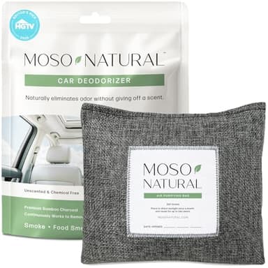Moso Natural Charcoal Odor Absorber for Cars, 300g Bamboo Charcoal Air Purifying Bag, Unscented Odor Eliminator, Lasts Up to 2 Years, HGTV Editors’ Pick