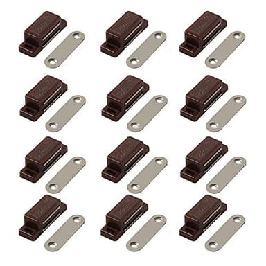 QEDT Cabinet Magnetic Latch - 12 Pack Brown Cabinet Door Magnets Catch for Closure Cupboards Drawers Kitchen Bathroom and Shutters