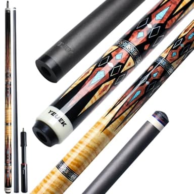 YEUEK YFEN Carbon Fiber Pool Cue Stick 11.5mm 12.5mm Low Deflection Pool Stick with Rare Wood Butt Balone Shell Inlaid Ring Professional Cue Stick with Extension