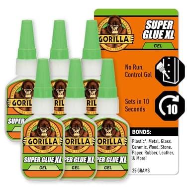 Gorilla Super Glue Gel XL, Clear Glue, 25 Gram (Pack of 6) - All Purpose and Fast Setting for Projects and Repairs