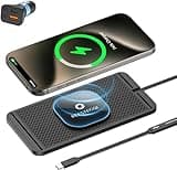 Magnetic Wireless Car Charger Pad, REESTECQI 15W Wireless Charging Pad for Magsafe Charger Wireless Charger for Car Non Slip Type C with 40W Car Charger for iPhone 16/15/14/13/12, Airpods (30CM Cable)