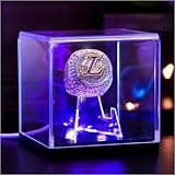 Championship Ring Display Case with Led Light, UV-Protected Clear Challenge Coin Holder, Premium Light-Up Display Box for Memorabilia, Ideal Gift for Baseball, Softball (Championship Ring)
