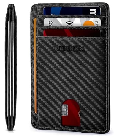 RUNBOX Slim ID Cases Minimalist Front Pocket RFID Blocking Leather Wallets for Men and Women Card Holder Wallets Gifts for men