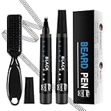 Beard Pencil Filler for Men - Beard Pen With Beard Brush, Long-Lasting Waterproof Beard Pencil Filler, Creating Natural Looking Beard Grooming Great Gifts for Men (Black)