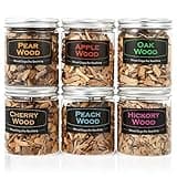 DGYJJZ 6Pack Natural Wood Chips for Smoker Grill and Smoking Gun, Oak, Pecan, Apple, Pear, Cherry and Peach About 80g Each, Smoker Woodchips for BBQ Smoking Beef Pork Chicken Fish and Whisk