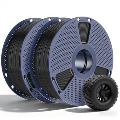 SUNLU TPU Filament 1.75mm, 95A Flexible 3D Printer Filament, Soft TPU 1kg Spool (2.2 lbs), Dimensional Accuracy +/- 0.03mm, Fit Most FDM Printer (Black 2-Pack)