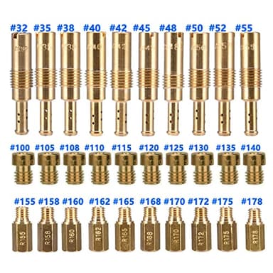 Terberl 30 Pieces Carburetor Main Jet Kit,10Pcs Slow Pilot Jets and 20PCS Carburetor Main Jets for PWK Keihin OKO CVK KOSO PE PWM