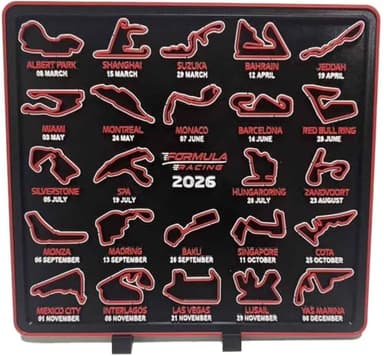 2026 F1 Race Calendar Display Board: Showcasing the track, city, and date of 24 races - comes with a dedicated stand - a gift for F1 fans. (2)