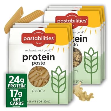 Pastabilities Ruffles Pasta Variety Pack - Low Calorie, High Fiber & High Protein Pasta - (2 Packs Each), Plant Based, Non GMO Certified with 22g Protein and 20g Net Carbs (6 Pack, 8 Oz)