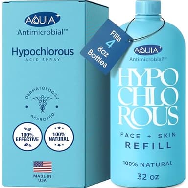 Hypochlorous Acid Spray for Face and Skin; Facial Cleanser | 32oz Refill Face Mist Hypochlorous Acid Spray for Skin, Acne, Rash, Eczema, Wound | Antimicrobial Facial Cleanser Acne Mist; Smart Skincare