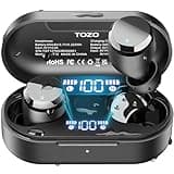 TOZO T12 (Compact Ergonomic Edition) Wireless Earbuds Bluetooth 5.3 Headphones, Call ENC Noise Cancelling Mic, 55Hrs Playtime App Customize EQ IPX8 Waterproof LED Digital Display Premium Sound Headset