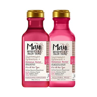 Maui Moisture Lightweight Hydrating Hibiscus Water Conditioner and Shampoo Set - No Sulfates, 13 fl oz