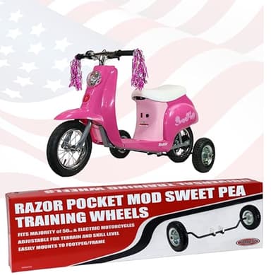 Hardline Products USA Wheels for Tots Training Wheels for Razor Pocket Mod Scooter fits Sweet Pea, Euro, Bellezza, Petite, Betty, Sweet Pee, Vapor, Chrissy, Bistro, Kiki, Hot Mod & Lightshow