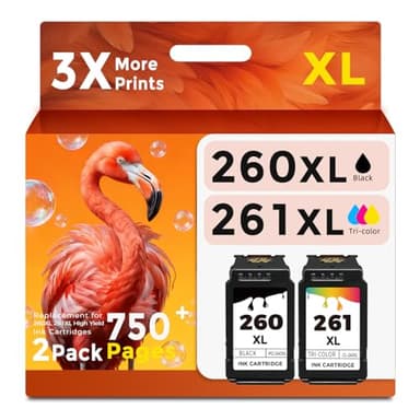260XL 261XL PG-260 CL-261 XL Combo Pack to TS6400 TS6420a TR7020a Ink Cartridge Replacement for Canon PG260 CL261 XL PG260XL CL261XL (Black color,2-Pack) for TR7020 TR7022 TS6420 TS5300 TS5320 Printer