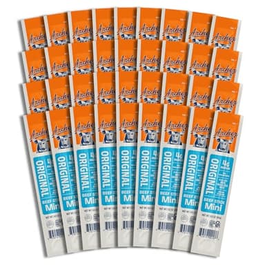 Archer Jerky Mini Beef Jerky Sticks - Grass Fed Beef Sticks Individually Wrapped, Bulk Pack, Protein Meat Snack Packs, Gluten Free, Paleo, Keto - .5 oz (Pack of 36)