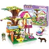 HOGOKIDS Tree House Building Toy with LED Light - 613PCS STEM Treehouse Girl Building Block Set with Fountain Animals, Birthday Gifts for Girls Boys Kids Ages 6 7 8 9 10 11 12+