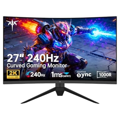 KTC 27 Inch 240Hz Curved Gaming Monitor, 2K QHD 2560x1440P Computer Monitor with 1000R, 2500:1 Contrast, Adaptive Sync, DP 1.4, HDMI 2.0, VESA, Tiltable, H27S25E