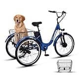 Luxevelo 500w Electric Trike Electric Tricycle for Adults Hydraulic Disc Brakes Adult Tricycle 24 inches Tire 7speed Power Assist Multiple Shock Absorption Compact Commuter 48v 13ah Removable Battery