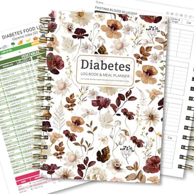 Diabetes Log Book & Food Journal – Blood Sugar Tracker, Food List & Meal Planner, Glucose & Carb Monitoring, GI Index Chart, Daily Record for Types 1 & 2 Diabetic Management