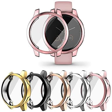 [5Pack] RICHONE Compatible with Garmin Vivoactive 4S / Venu 2S 40mm Screen Protector Case, Soft TPU Cover All-Around Shockproof Bumper Frame (Black+Silver+Gold+Pink+Rose Gold, 40mm)