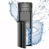 Manastin Bottom Loading Water Cooler Dispenser Hot Cold & Cool Water Dispenser for 3 or 5 Gallon Bottles, Empty Bottle Indicator, Child Safety Lock, Ideal for Office, Home, Living Room, Ebony Black