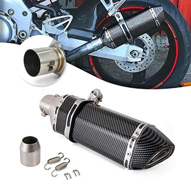 JFG RACING Slip On Exhaust Motorcycle Muffler Pit Dirt Bike Exhaust ATV Muffler,1.5-2" Universal for Street Bike Pit Bike Scooter
