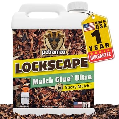Lockscape Sticky Mulch Glue for Landscaping (1 Gallon) - Lasts Up to 2 Years, Non-Toxic, Ultra Concentrated Landscape Binder - Strong Mulch and Rock Glue for Landscaping Pea Gravel, Pine Straw & More