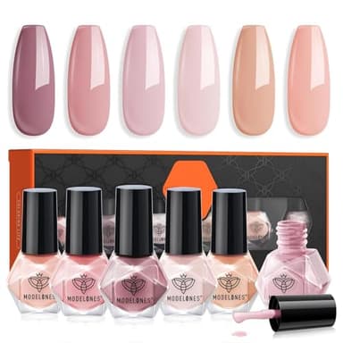 modelones Nail Polish Set 6 Colors Neutral Nude Pink Spring Summer Quick Dry Mini Finger Bulk Manicure Kit Diy Nail Art Home Salon Gifts For Women Girls