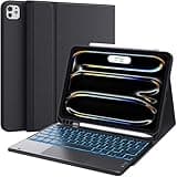 CHESONA for iPad Pro 11 Inch Case with Keyboard (M4) 2024, Magnetic Detachable Keyboard with Backlit, 2 Wireless Channels, Touchpad & Pencil Holder, Precise Cutouts Case for iPad Pro 11'', Black