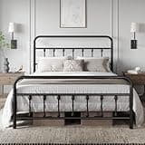 Yaheetech Classic Metal Platform Bed Frame Mattress Foundation with Victorian Style Iron-Art Headboard/Footboard/Under Bed Storage/No Box Spring Needed/Full Size Black