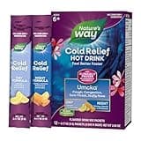 Nature's Way Cold Relief Hot Drink, Umcka, Homeopathic, Clinically Proven Pelargonium Sidoides 1X, for Cough, Congestion, Sore Throat, Stuffy Nose, Day & Night Formula, 12 Packets (Packaging May Vary)
