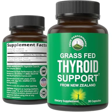 Raw Desiccated Thyroid Supplement. Grass Fed New Zealand Beef Neck & Thyroid Gland Capsules for Women and Men. Ancestral Living Ethically Sourced Bovine Supplements for Energy and Metabolism Support